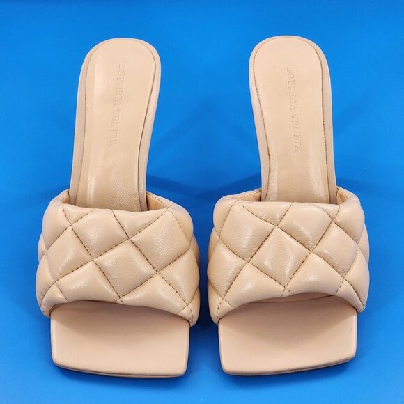 NEW Quilted Tan Leather Square Toe Sandals - Picture 3 of 7